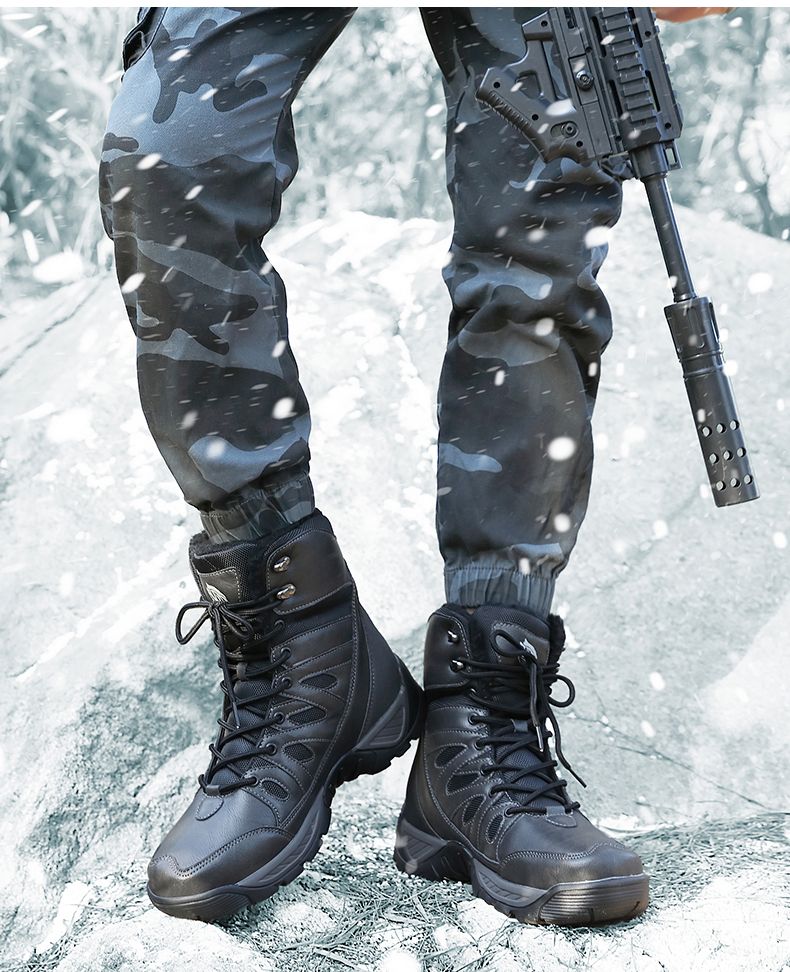 Brand Warm Plush Snow Boots High Top Waterproof Men's Boots Winter Desert Boots Outdoor Anti-Slip Ankle Boots Combat Army Boots_voghion.com