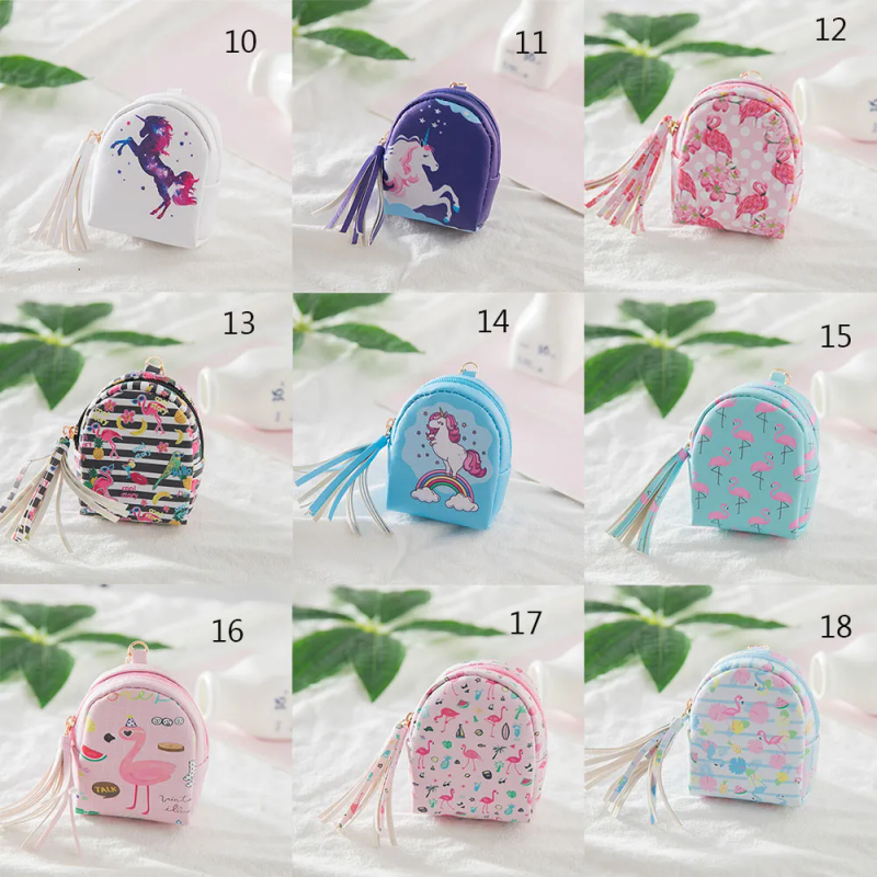 Tegneserie Flamingo mynt Veske kvinner lommebøker liten søt kawaii kortholder nøkkel pengeposer for barn dame vesker 18_voghion.com