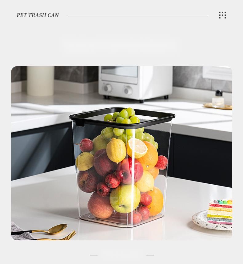 Grande cestino quadrato in plastica per soggiorno, cucina, camera da letto, bagno, dormitorio, stile moderno, trasparente, leggero, lusso_voghion.com