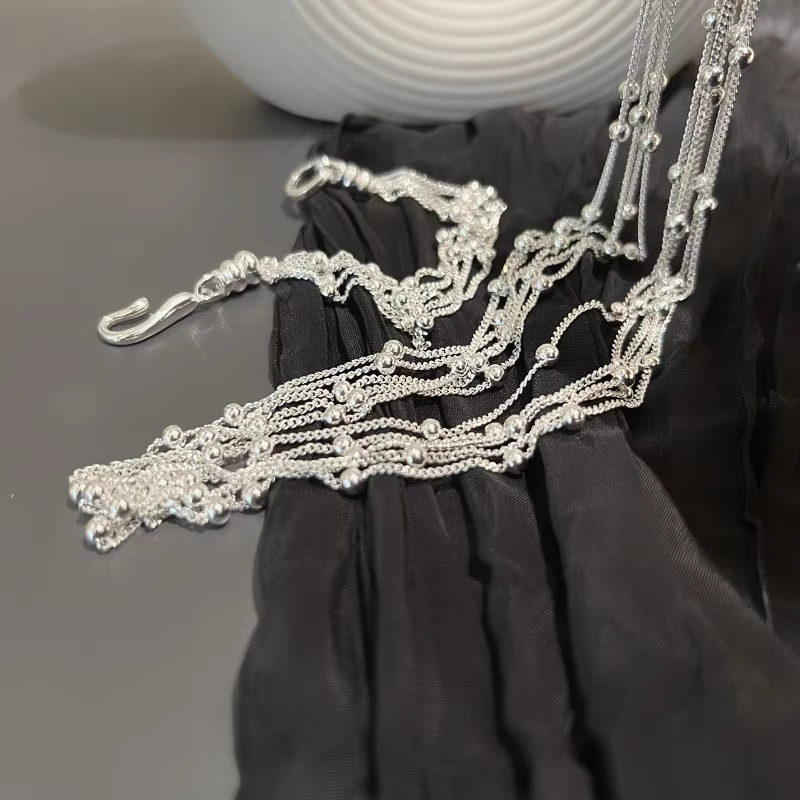 Set di collane con bracciale multistrato di perle sier VENUS in argento sterling per gioielli versatili retrò di moda da donna_voghion.com