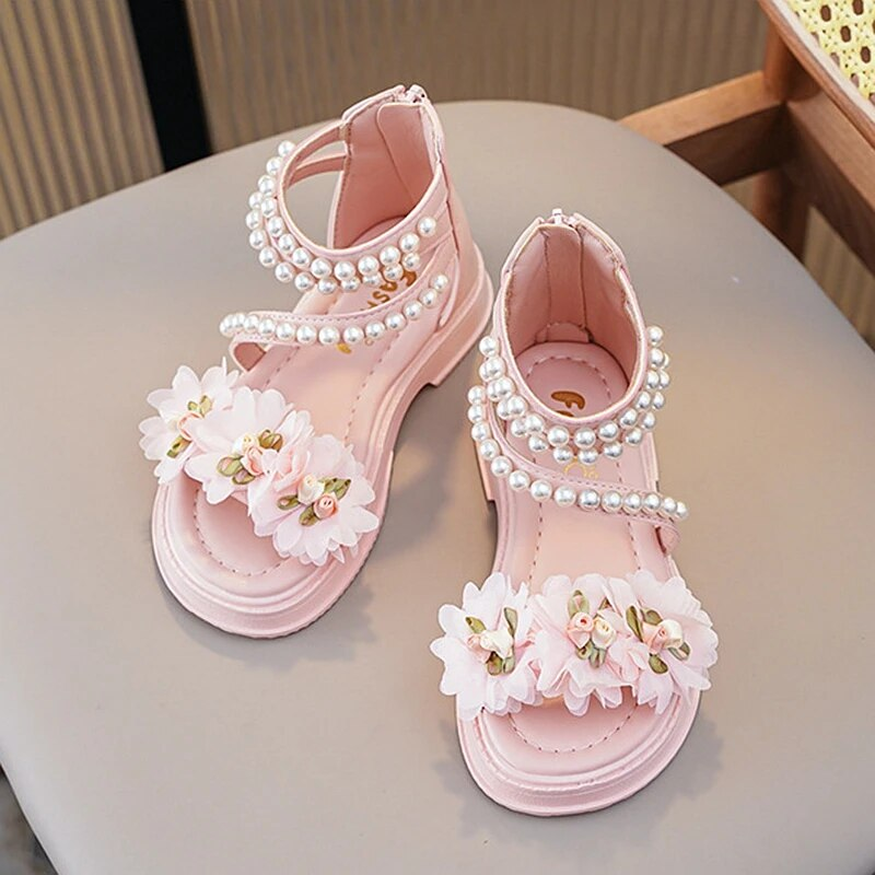 SHLIANG Mädchen Sandalen Sommer Prinzessin Weiß Party Sandalen Perlen Plateau Baby Casual Strand Schuhe Rutschfeste Flats SA128_voghion.com