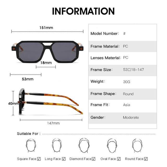 Lunettes de soleil rétro à Double pont pour femmes, léopard, à la mode, vêtements de rue en plein air, nuances pour hommes, UV400_voghion.com