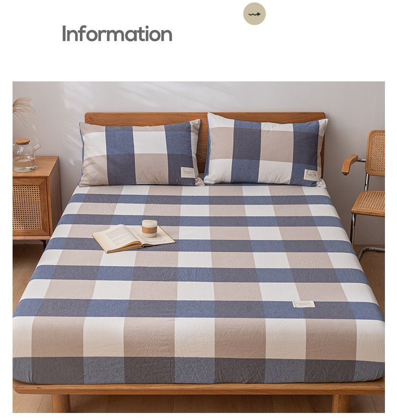 Lenzuolo con angoli in cotone lavato – Morbidezza spazzolata, motivi a righe/solidi/geometrici, 5 misure (da 90x200 cm a 200x220 cm)_voghion.com