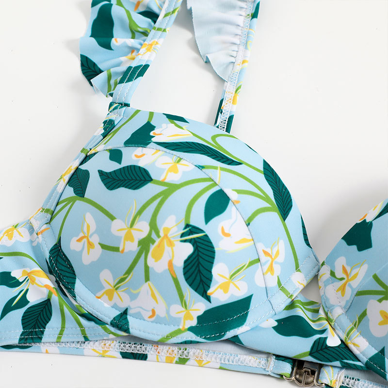 Bohemian resort style three-piece swimsuit Multicolor printed beach spa gauze skirt_voghion.com