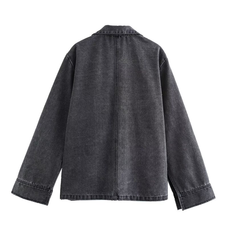 Women's Clothing Street Fashion Straight Pants Suit Tops Denim Casual Wear_voghion.com