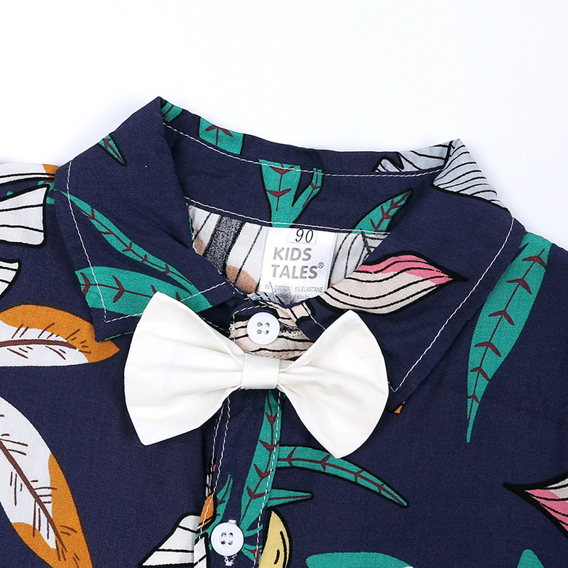 Mother&Kids Completo estivo per bambini Camicia a maniche corte stampata per ragazzi Set di due pezzi_voghion.com