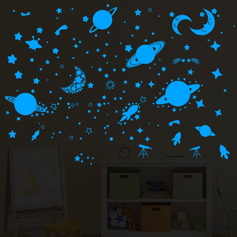 283 Space AFG3302 6 sheets per set Night Light Moon Wall Stickers Decoration_voghion.com
