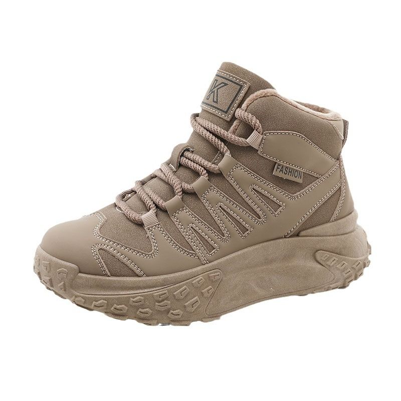 Kt2809 New New Autumn Winter Warm High-Top Women's Shoes With Fleece Thick Sole Solid Color Height Increase_voghion.com