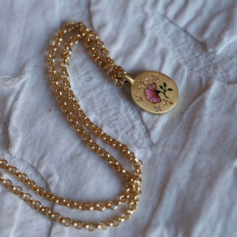Edelstahl gleichen tag bemalt licht luxus anhänger halskette hand bemalt blume liebe anhänger pullover kette_voghion.com