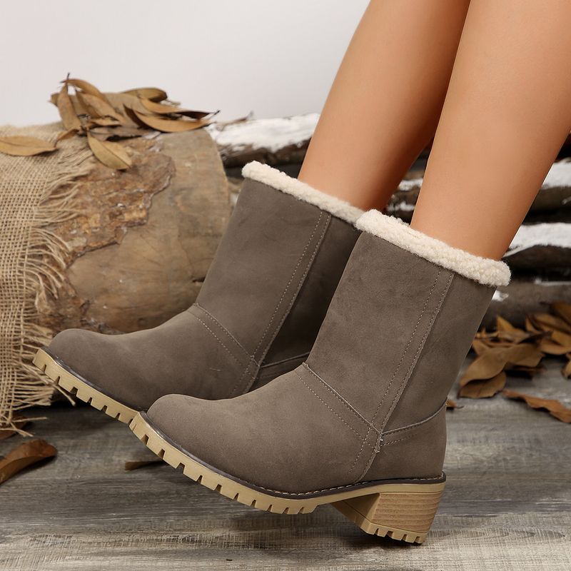 Botas de nieve de ante con tacón grueso, talla 43, botas de algodón de talla grande_voghion.com