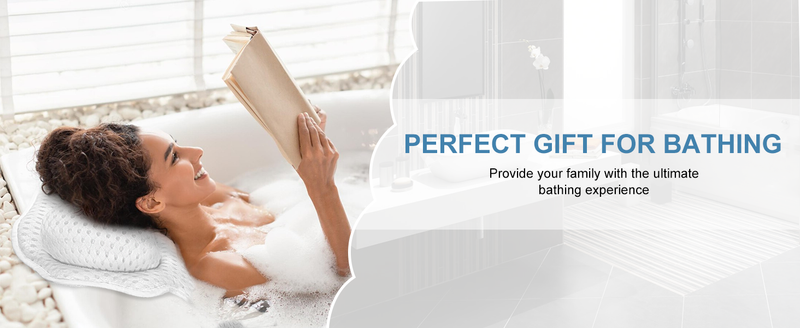 【TÜV Certified】Ergonomic Bath Pillow | 6 Super-Suction Cups, 4D AirMesh | Head & Neck Support | Machine Washable & Quick Dry (white)_voghion.com
