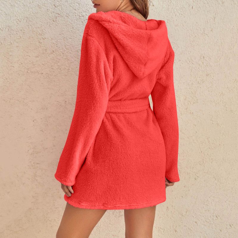 Men's autumn and winter warm bathrobe hooded home clothes plush pajamas robe_voghion.com
