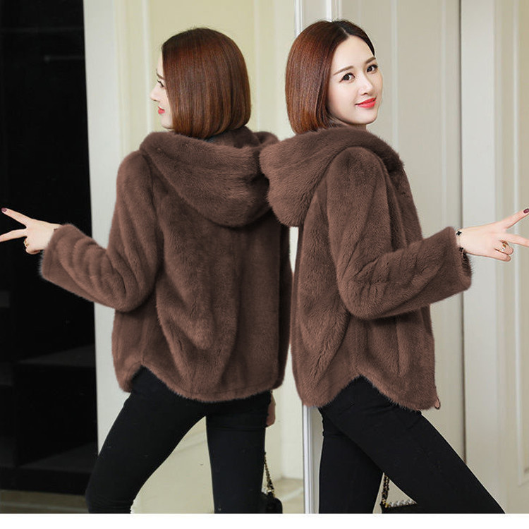 Plüschiger und verdickter doppelseitiger Coral Veet-Herbst- und Winterpullover mit lockerer Kapuze und warmem Reißverschluss für Damen aus Lammwolle_voghion.com