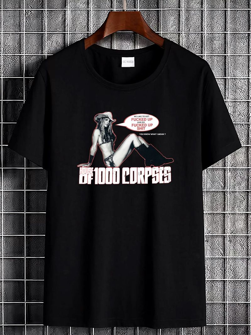 Rara maglietta unisex con scritta "La casa dei 1000 corpi", stile classico, NH6535, streetwear, casual, traspirante, da uomo, elasticizzata, da indossare tutti i giorni._voghion.com