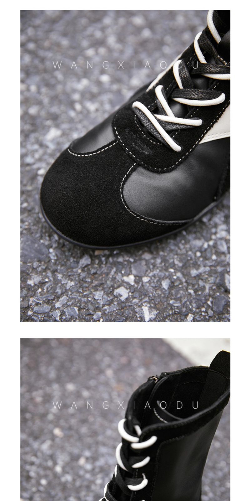 Women Boxing Boots Zhongjia Girl●3.5Cm Height-Increasing Boxing Boots For Women, Color-Block Thin Sole Short Boots, Trendy_voghion.com