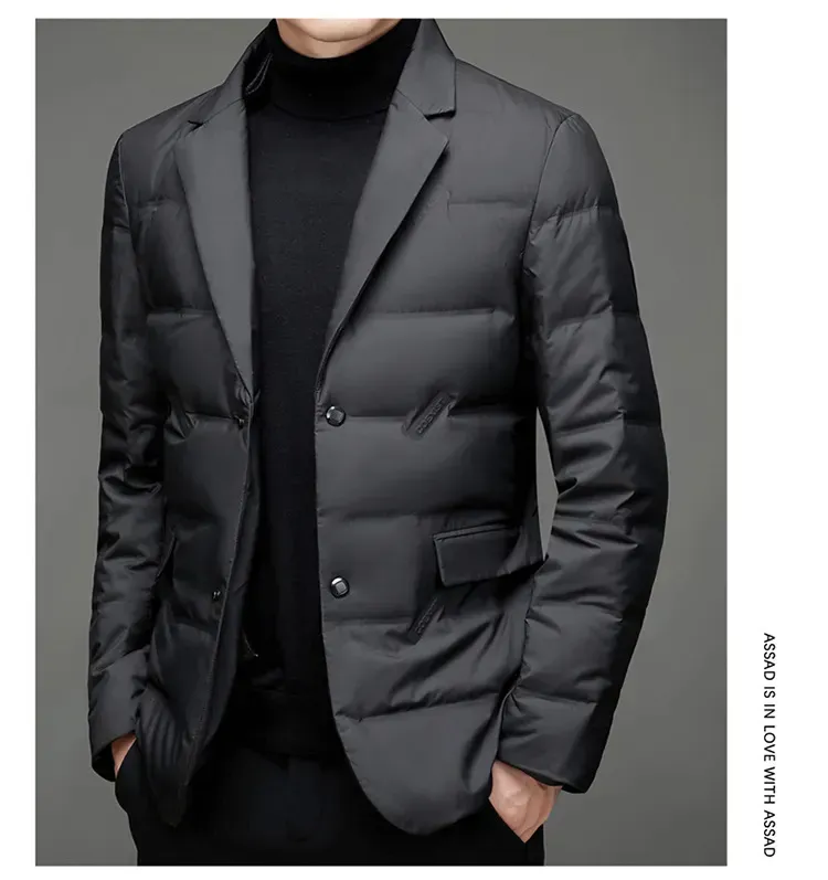 Mens Goose Jackets: Premium White Duck Down Parka With Scarf Collar, Casual Winter Suit Jacket_voghion.com
