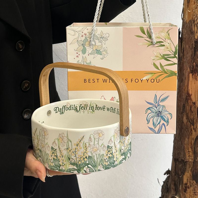 Cesta de frutas de cerámica de lujo, ligera y de alta gama, con forma de carillón de viento, ideal para mesa de centro, plato para el té de la tarde o como regalo._voghion.com