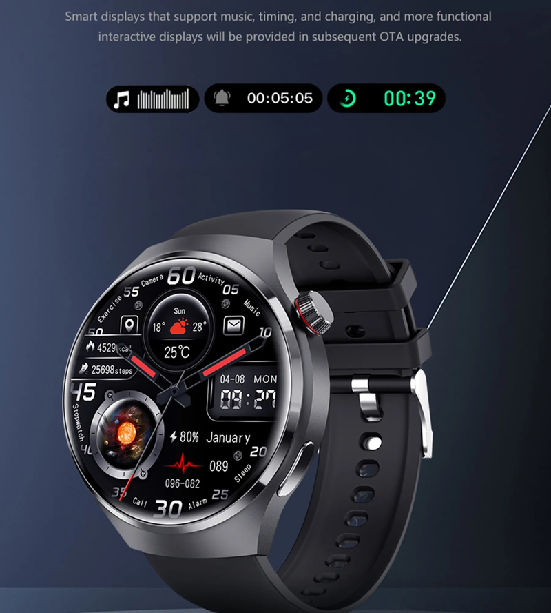 Astuto Della Vigilanza 1.54 "Schermo AMOLED HD Sport Chiamata Bluetooth NFC Bussola GPS Uomo Donna Business Impermeabile Smartwatch Activity Tracker_voghion.com