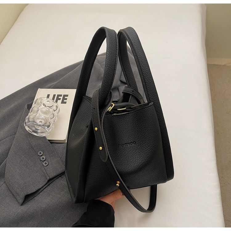 Nuove borse a secchiello da donna alla moda, borse a tracolla in morbida pelle con motivo litchi, set di 2 pezzi popolari_voghion.com