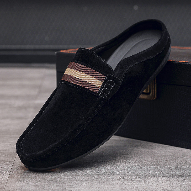 Le Fu Lightweight Bean Men's Shoes Summer One Step Shoe Set Breathable Casual Half Top Slippers Men_voghion.com