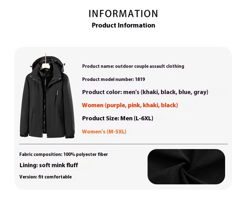 Zweiteiliges Set für den Herbst und Winter im Freien, abnehmbares Fleece für Männer und Frauen, winddichte warme Kapuzenjacke_voghion.com