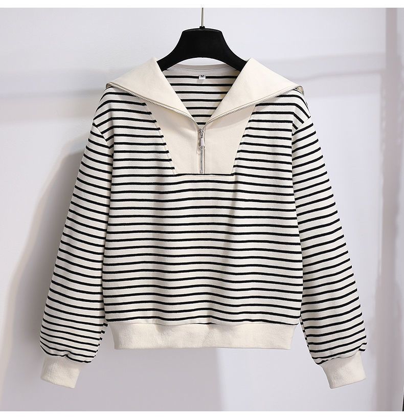 Completo trendy con felpa con cappuccio a maniche lunghe e colletto blu navy e pantaloni larghi con coulisse - Comodo abbigliamento casual da strada, tessuto in poliestere traspirante_voghion.com