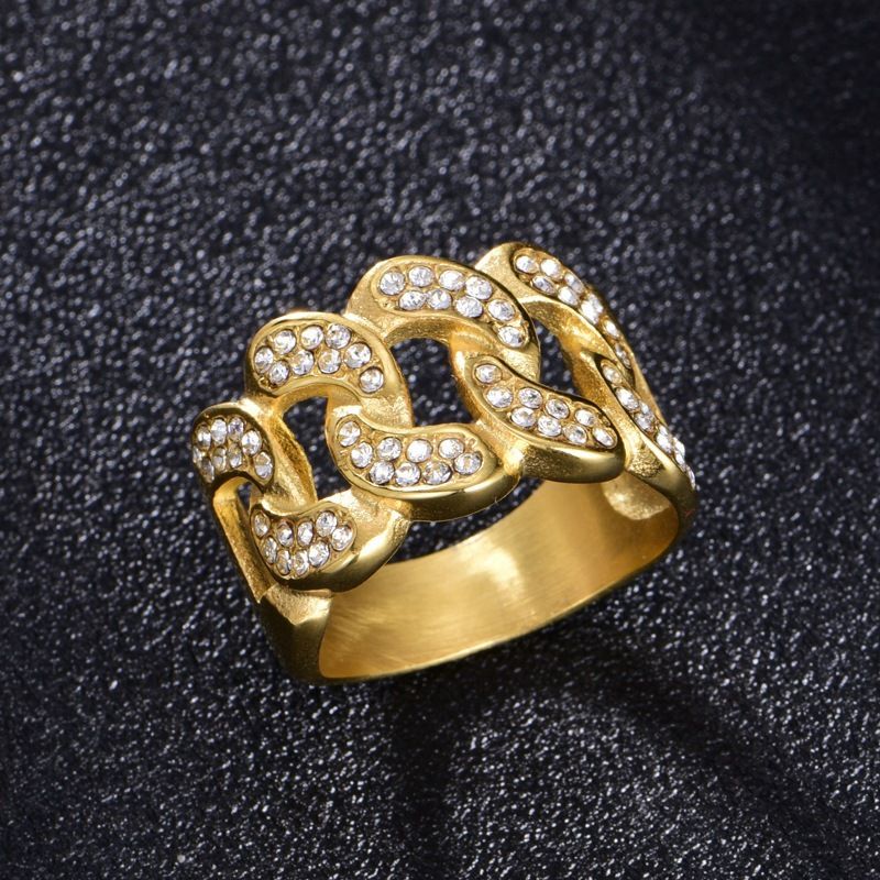 Anello in acciaio inossidabile con catena cubana in titanio e punk hip hop 2023_voghion.com