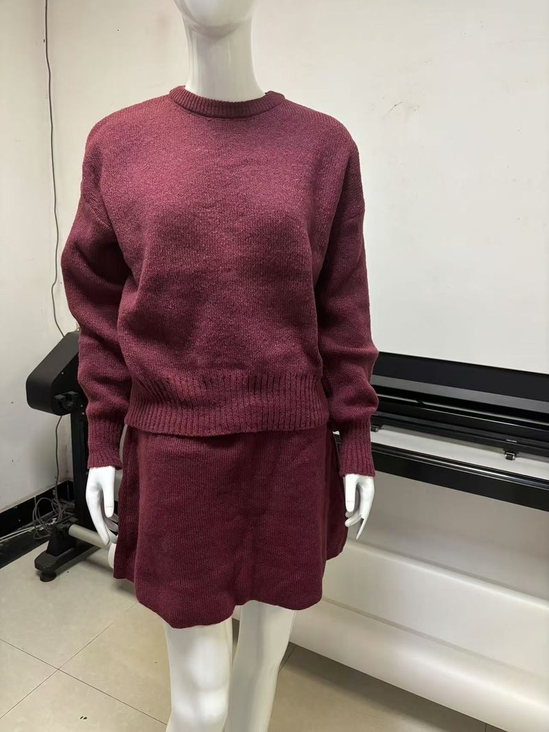 Herbstliches, lässiges Strickpullover- und Rock-Set für Damen – stylischer A-Linien-Rock und langärmliges Oberteil, weiches Polyester, bequeme Passform_voghion.com