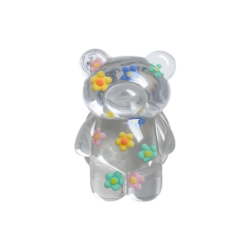 Nytt fragmenterat blomma dropplim Little Bear Telefon Airbag Hållare Koreansk Instagram Style Small Crowd Desktop Support_voghion.com