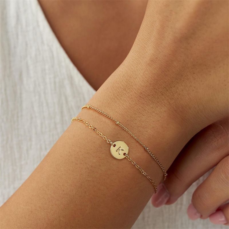 Edelstahl doppelschicht englisch buchstaben armband weibliche persönlichkeit vielseitig titanium stahl hand schmuck_voghion.com