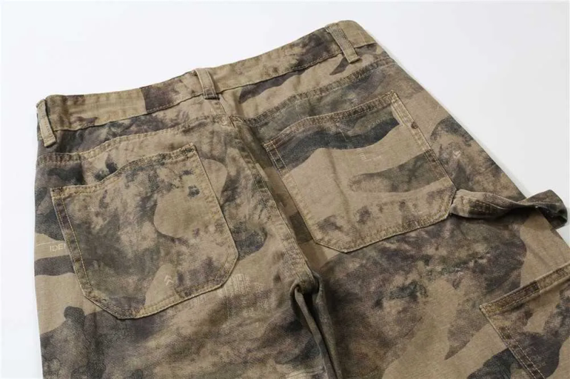 Herr 2021 utomhuskedjedekoration Kamouflage Raka män Cargo Jeans Byxor Casual Lösa militära taktiska byxor_voghion.com