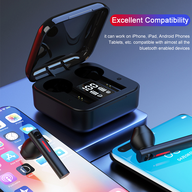 T13 TWS Wireless Earphone Stereo Bluetooth Earbuds In Ear Touch Control Digital Display With Microphone_voghion.com