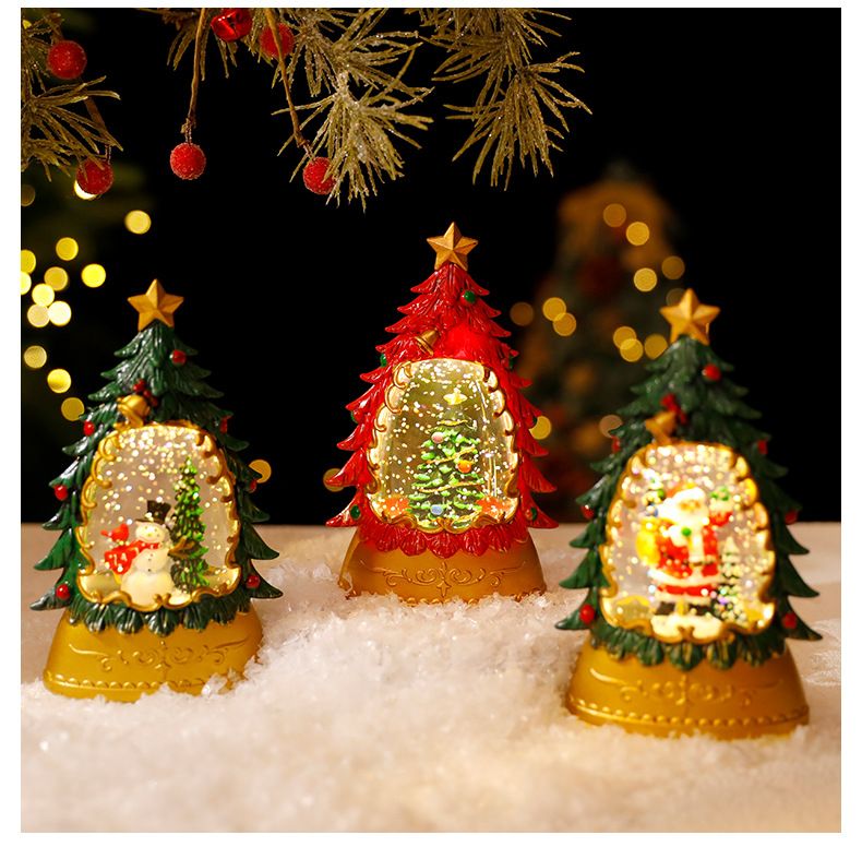 Festliche, mit Wasser gefüllte LED-Weihnachtskerzen – Laternen mit Schneemann-, Weihnachtsmann- und Baummotiven, batteriebetrieben, flammenlose Dekoration_voghion.com