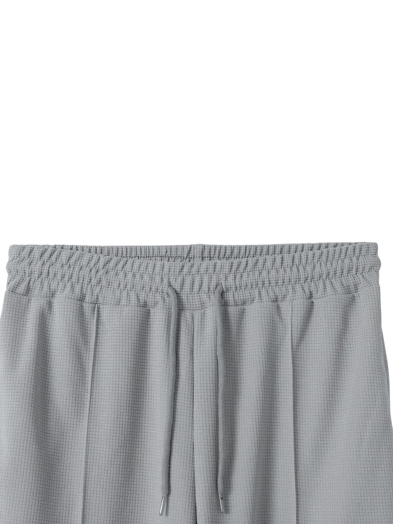 Men's Waffle-Knit Casual Pants -Straight Leg Lounge Pants With Drawstring (White/Grey/Black/Blue/Khaki) - Spring & Fall Essential S-XXXL_voghion.com