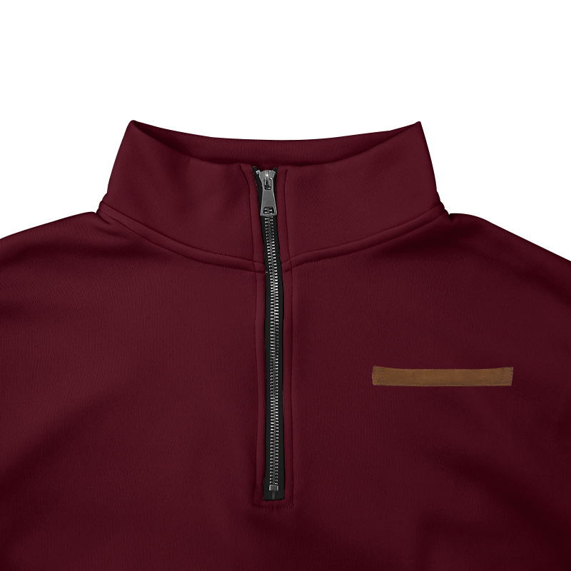 2023 Plus Size Winter Fleece Half-Zip Stehkragen Pullover Einfarbig Casual Sweatshirt Herrenmode_voghion.com
