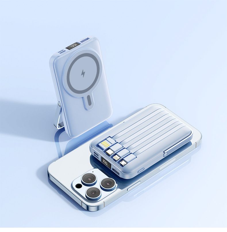 20000 mAh magnetische kabellose Powerbank – 22,5 W PD-Schnellladung mit integriertem Kabel und Ständer_voghion.com