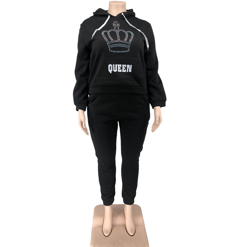 Damenbekleidung International Große Größe Mode Lässig Sportanzug Sweatshirt Zweiteiliges Set_voghion.com