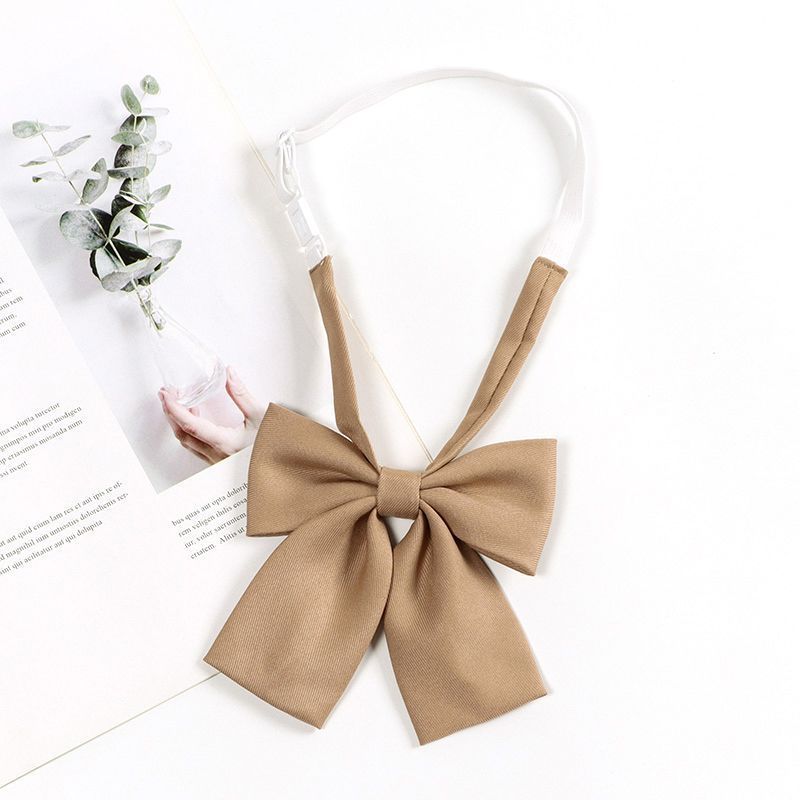 Braun kariert gestreift Lazy No-Tie College-Stil Kaffee Farbe Männer Bachelor Uniform Fliege für Frauen Trendy_voghion.com