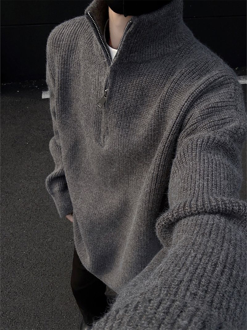 Cleanfit Lazy Half-Zip Rollkragenpullover Herren Herbst Winter Koreanischer Stil Trendy Soft Pullover Strickoberteil_voghion.com