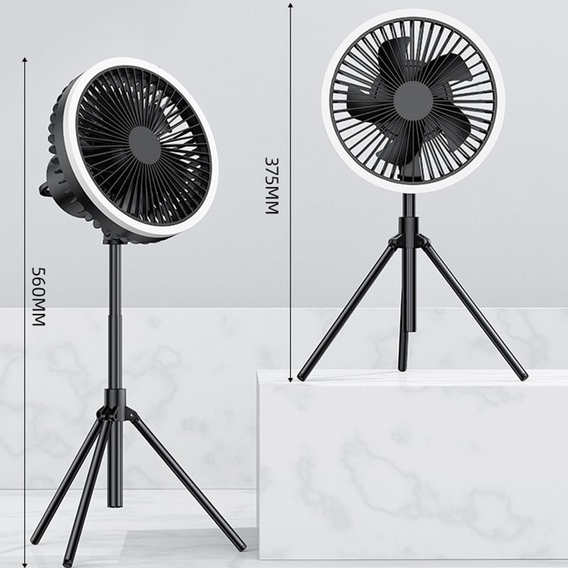 DQ216 10000mAh Outdoor Portable Liftable Swivel Head Camping Fan Tent Hanging Vertical Colorful Light with Remote Control(Black)_voghion.com