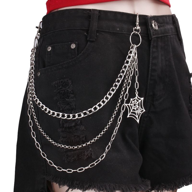 Personalized Sweet Cool Hip Hop Punk Spider Web Pant Gothic Multi Layered Metal Body Chain_voghion.com