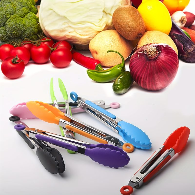 1/3/7 stuks hittebestendige keukentangen 7-inch mini-voedseltangen met nylon punten voor koken, barbecueën, grillen, salade bakken en gereedschap144_voghion.com