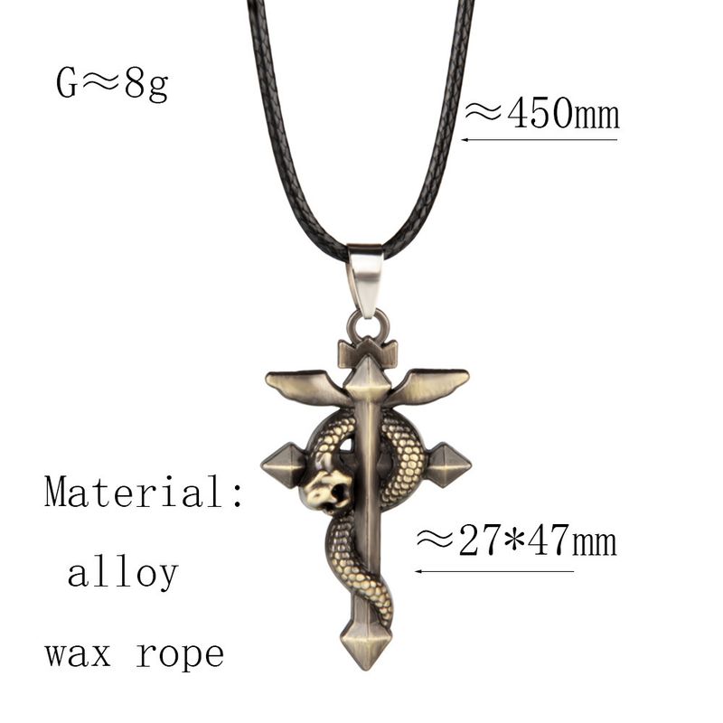Unique Snake Wrapped Cross Pendant Niche Design Men's Necklace_voghion.com