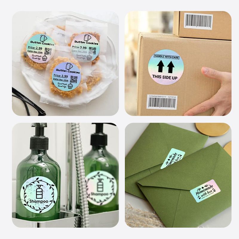 Customizable Thermal Laser Holographic Sticker Labels - Gold/Silver Reflective D30 Labels For Packaging & Branding_voghion.com