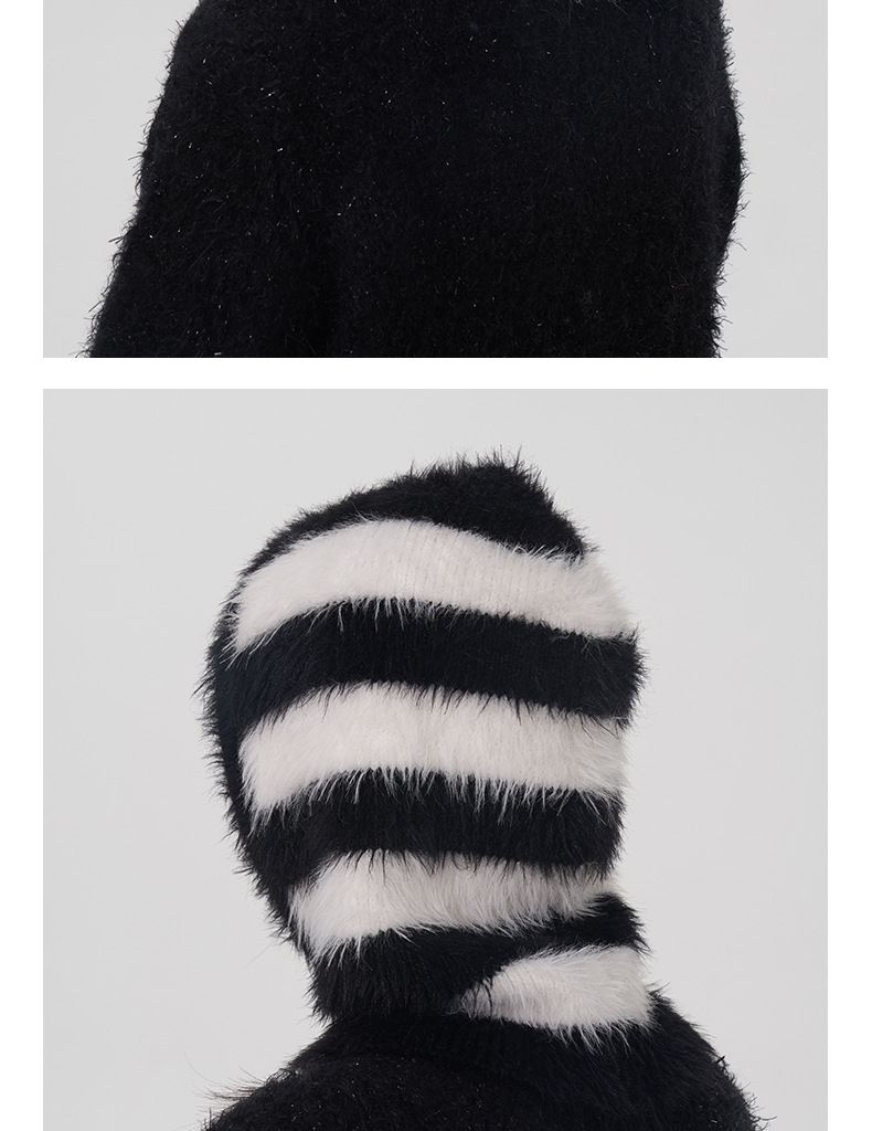 Unisex autumn and winter new men's and women's personalized niche stitching  mink fur balakla pullover knitted hat_voghion.com