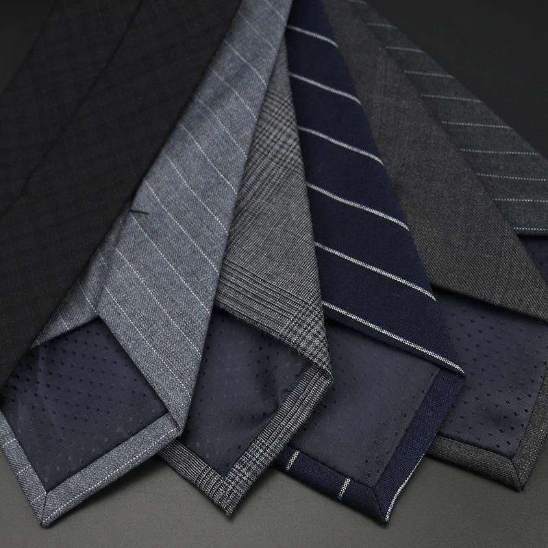 Cravatta da uomo formale, professionale, da 7,5 cm, a quadri grigi, a righe blu, basic, versatile, casual per studenti_voghion.com