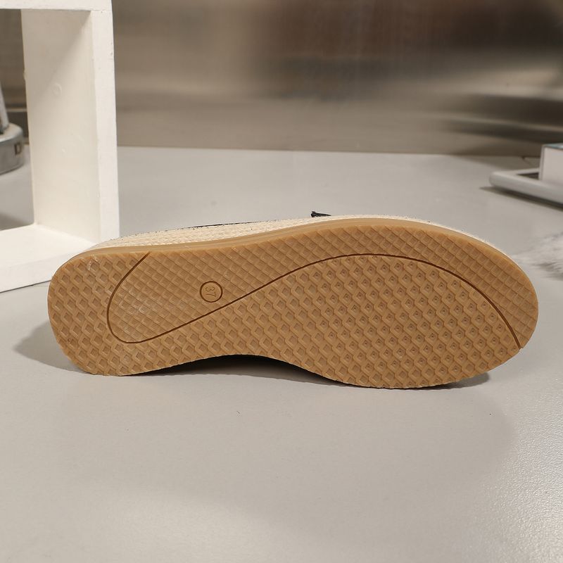 Női cipők lapos talpú cipők nőknek, négy évszakos cipők, fekete kötéltalpú, kerek orrú, ingázó cipők, személyiséghez illő, hétköznapi cipők, sportcipők, bebújósak_voghion.com