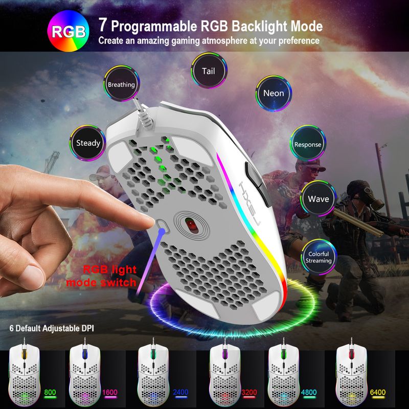 New lightweight hole game mouse, hollowed out esports computer, wired luminous mouse suitable for laptops and desktops_voghion.com