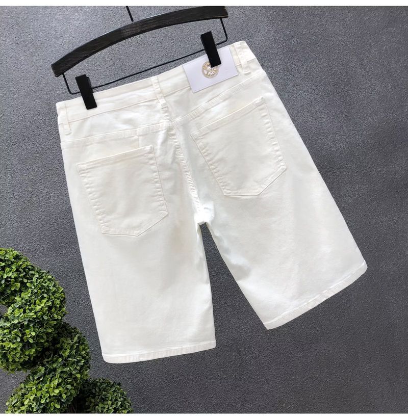 Herrenbekleidung Super Herren Jeansshorts Sommer Dünner Stil Neue Sommer Herren Weiße Fünf-Punkt-Jeans_voghion.com