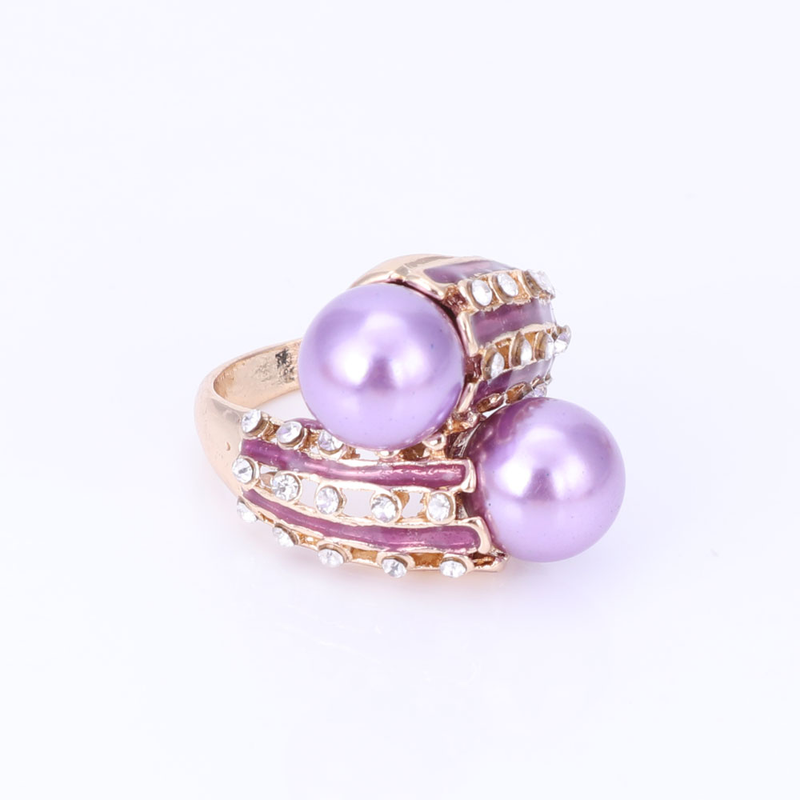 Collar de perlas simuladas de cristal para dama de honor de boda para mujer, pendientes colgantes, brazalete, anillo, conjunto de joyería para disfraz de fiesta_voghion.com